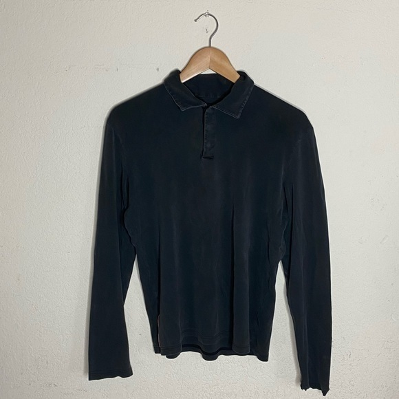 PRADA charcoal‎ quarter button up long-sleeve ( S ) - Picture 1 of 9